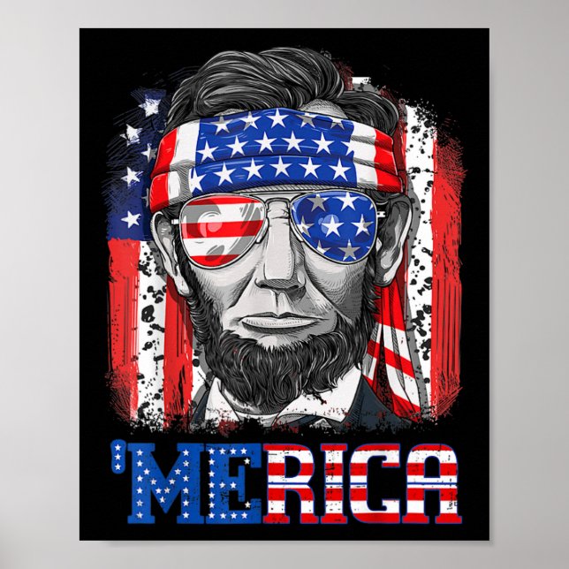 Poster Lincoln 4 De Julho Merica Men Women American Flag (Frente)