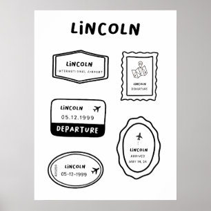 Poster Lincoln - Coleção de Carimbo de Viagem   Design de