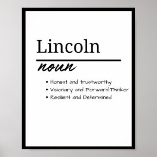 Poster Lincoln, Definição de Nome Personalizado de Menino