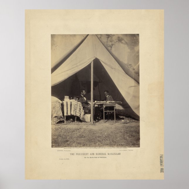 Póster Lincoln & Gen McClellan sobre Campo de Batalha Ant (Frente)