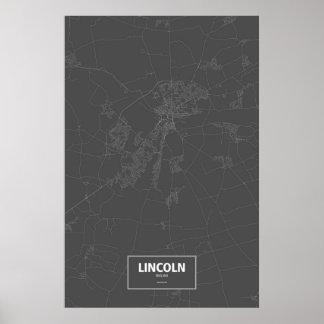 Póster Lincoln, Inglaterra (branco no preto)