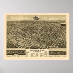 Póster Lincoln, mapa panorâmico do NE - 1889