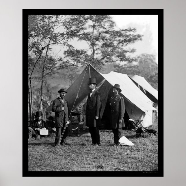 Póster Lincoln, Pinkerton e McClernand no Antietam 1862 (Frente)