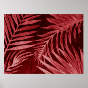 Poster Linda abstrato cor rosa e flores vermelhas em b
