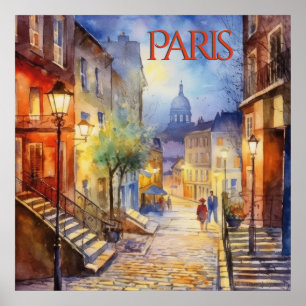 Poster Linda Aquarela do Viagem de Paris