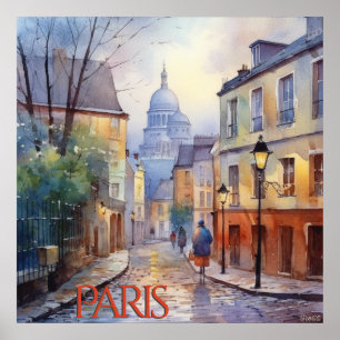 Poster Linda Aquarela do Viagem de Paris