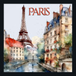 Poster Linda Aquarela do Viagem de Paris<br><div class="desc">Esta poster representa realmente uma das muitas visões mágicas que temos de Paris — a Torre Eiffel e a história de Paris. Aproveite a adorável poster para si mesmo ou como presente. Se você tiver alguma dúvida, basta enviar um bate-papo ou um e-mail para charmdesignstudio@rcn.com e nós teremos o prazer...</div>