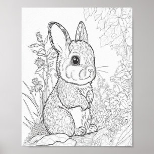 Poster Linda Arte Coelhinha Me Cor em Projeto para Crianç