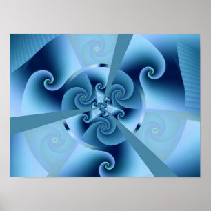 Poster Linda Arte Fractal Espiral Azul