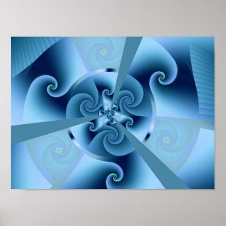 Poster Linda Arte Fractal Espiral Azul