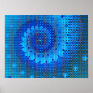 Poster Linda Arte Fractal Espiral Azul