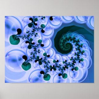 Poster Linda Arte Fractal Espiral Azul