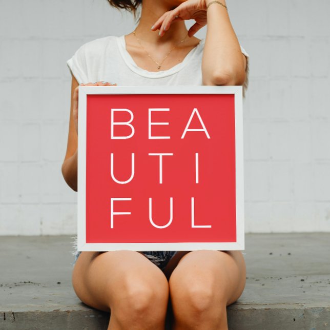 Poster Linda Arte Mural Minimalista com Fundo Vermelho (Criador carregado)