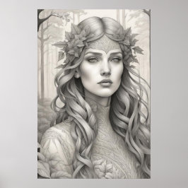 Poster Linda Arte Nouveau Espírito da Floresta