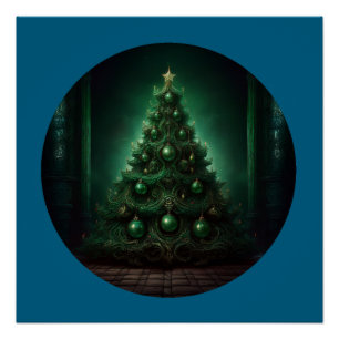 Póster Linda árvore de Natal do estilo barroco