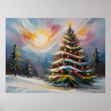 Linda árvore de Natal na Terra das Neves