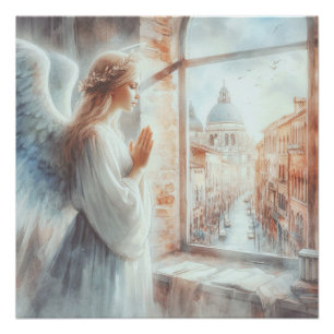 Póster Linda Aura Branca Angélica Figura Oradora