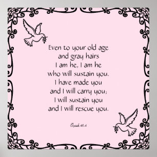 Poster Linda Bíblia Verse Citação Isaiah 46:4