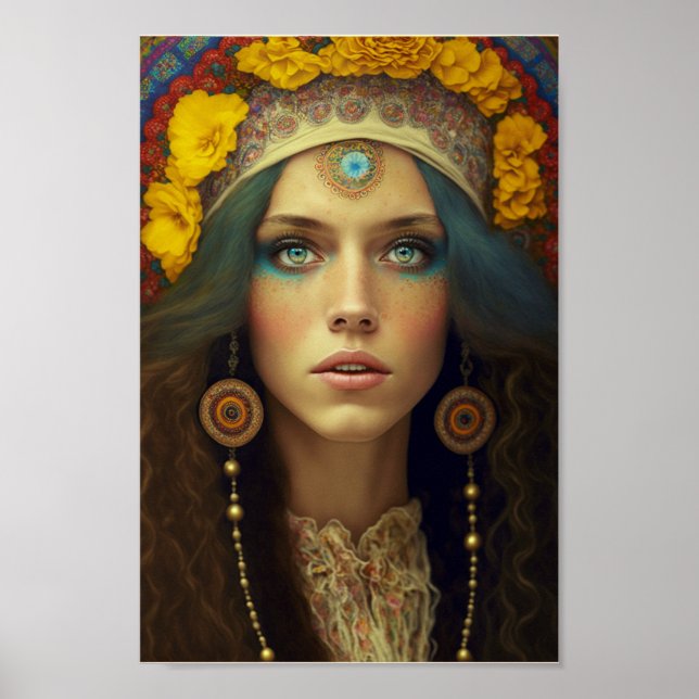 Poster Linda Boho Hippie Mulher (Frente)