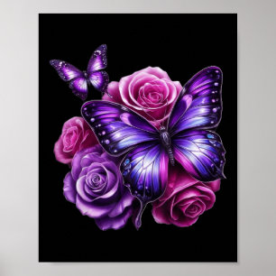 Poster Linda Borboleta Rosa Roxa Amantes de Borboleta G