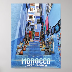 Poster Linda Chefchaouen Blue Norte City