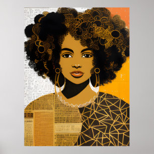 Poster Linda Colagem de Mulheres Afro-Americanas de Cabel