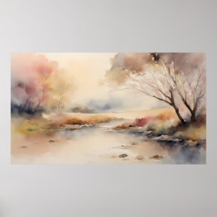 Poster Linda Cor da Água Elegante Paisagem Molha