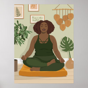 Poster Linda curvatura negra meditando
