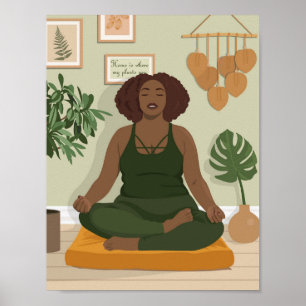 Poster Linda curvatura negra meditando