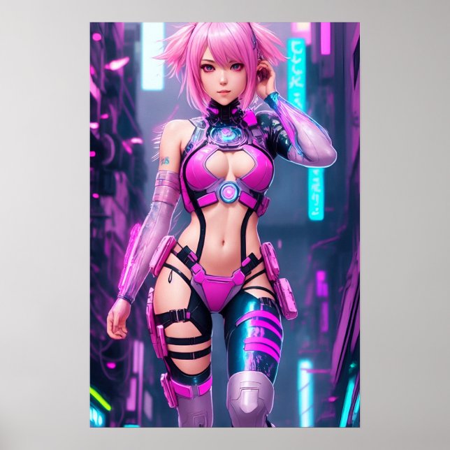 Poster Linda Cyberpunk Mulher (Frente)