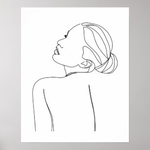 Poster Linda e Minimalista Arte em Linha da Mulher