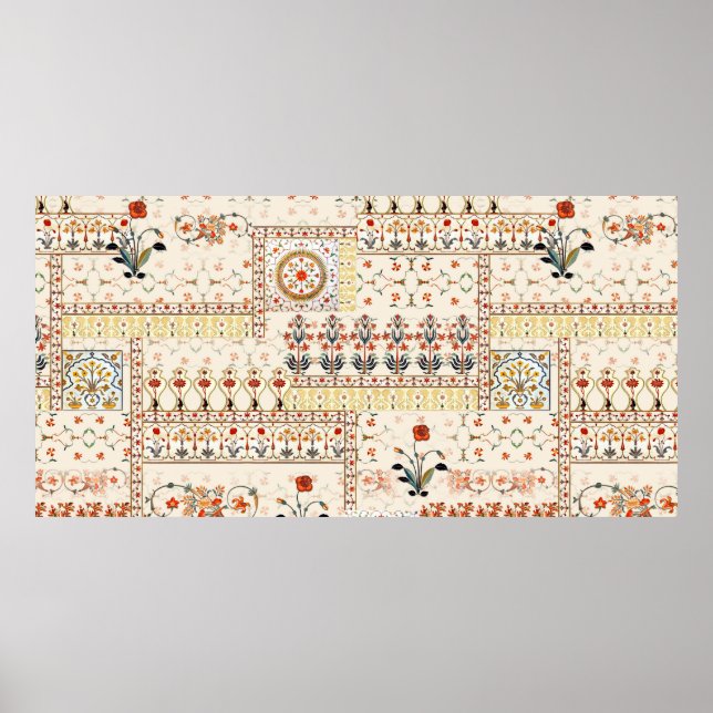 Poster Linda e sem costura floral mouro com paisagismo ét (Frente)