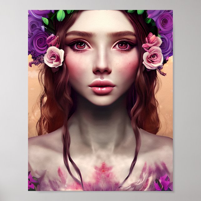 Poster Linda encantadora Fantasy AI Art (Frente)