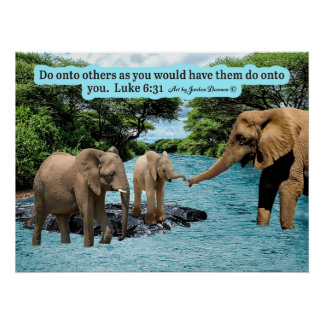 Póster Linda Escritura de Elefante Luke 6:31