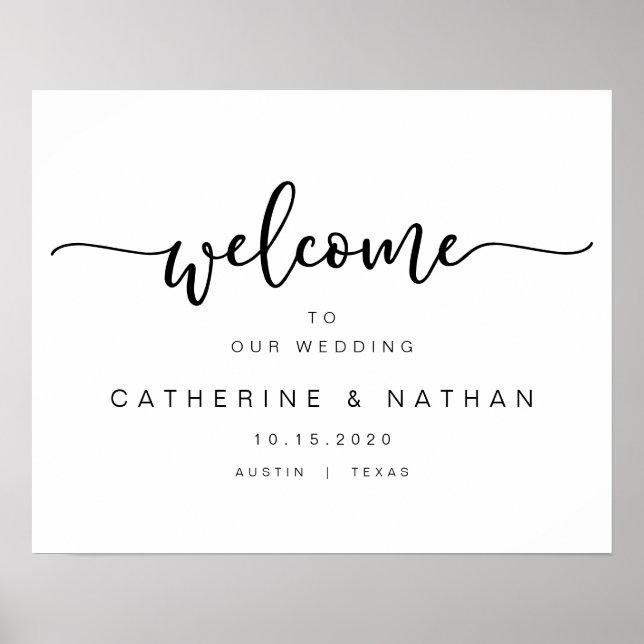 Poster Linda fonte preta moderna, boas vindas (Frente)