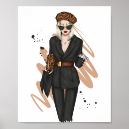 Poster Linda garota em roupas de na moda com moda