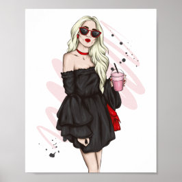 Poster Linda garota em roupas de na moda com moda