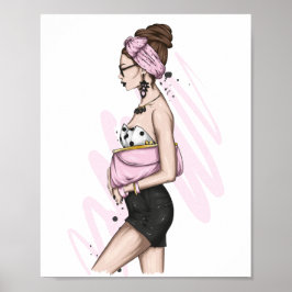 Poster Linda garota em roupas de na moda com moda