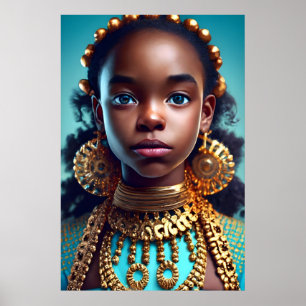 Poster Linda garota negra Ela ama brincos, pulseiras
