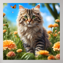 Poster Linda gata de belo jardim