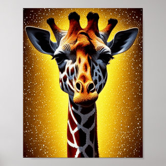 Poster Linda girafa com Dourada brilho