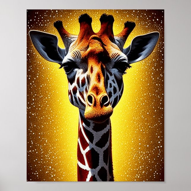 Poster Linda girafa com Dourada brilho (Frente)