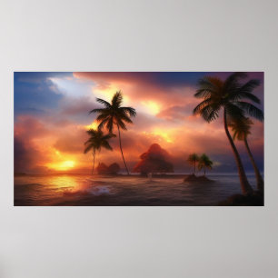 Poster Linda Ilha Tropical Sul do Pacífico