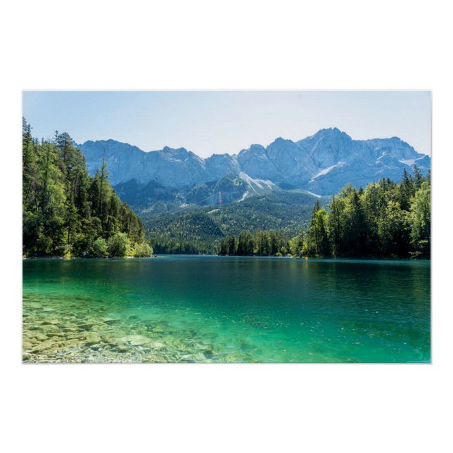 Póster Linda lagoa Eibsee Alpes da Baviera Alemanha (Frente)