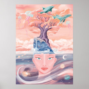 Poster Linda Mãe Mística Terra e Galáxia Universa