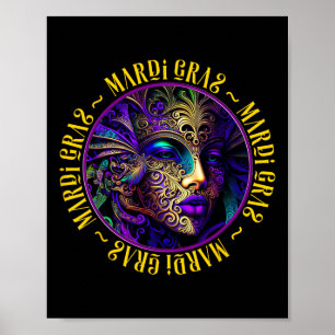 Poster Linda Mardi Gras Mulher Em Mask Mardi Gras