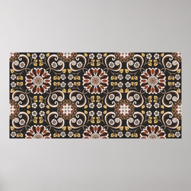 Poster Linda medalha islâmica de padrão sem costura texti (Frente)