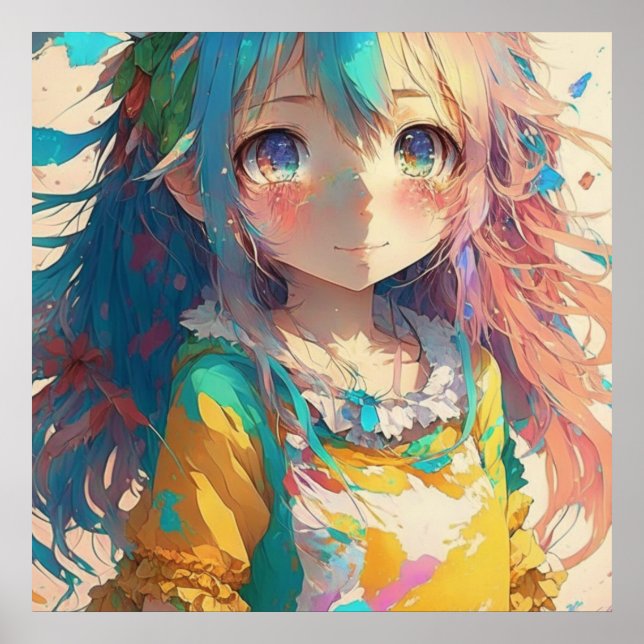 Poster Linda Menina Colorida (Frente)
