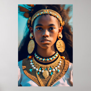 Poster linda menina negra da etnia leste africana