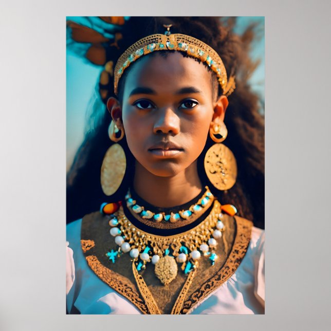 Poster linda menina negra da etnia leste africana (Frente)
